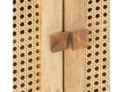 Aparador de madera maciza mango y caña natural 80x30x73 cm