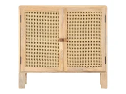 Aparador de madera maciza mango y caña natural 80x30x73 cm