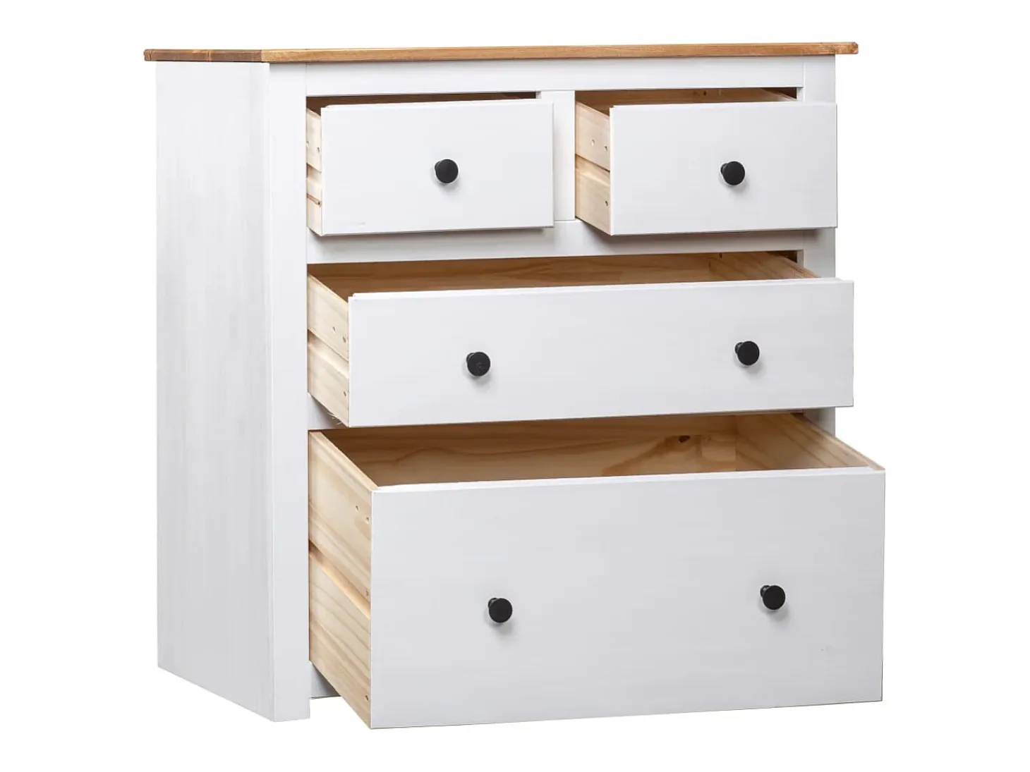 Aparador de madera maciza pino estilo Panamá blanco 80x40x83 cm
