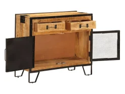 Aparador de madera maciza mango sin tratar y metal 80x31x66 cm