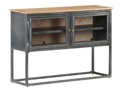 Aparador de madera maciza de acacia gris 100x30x70 cm