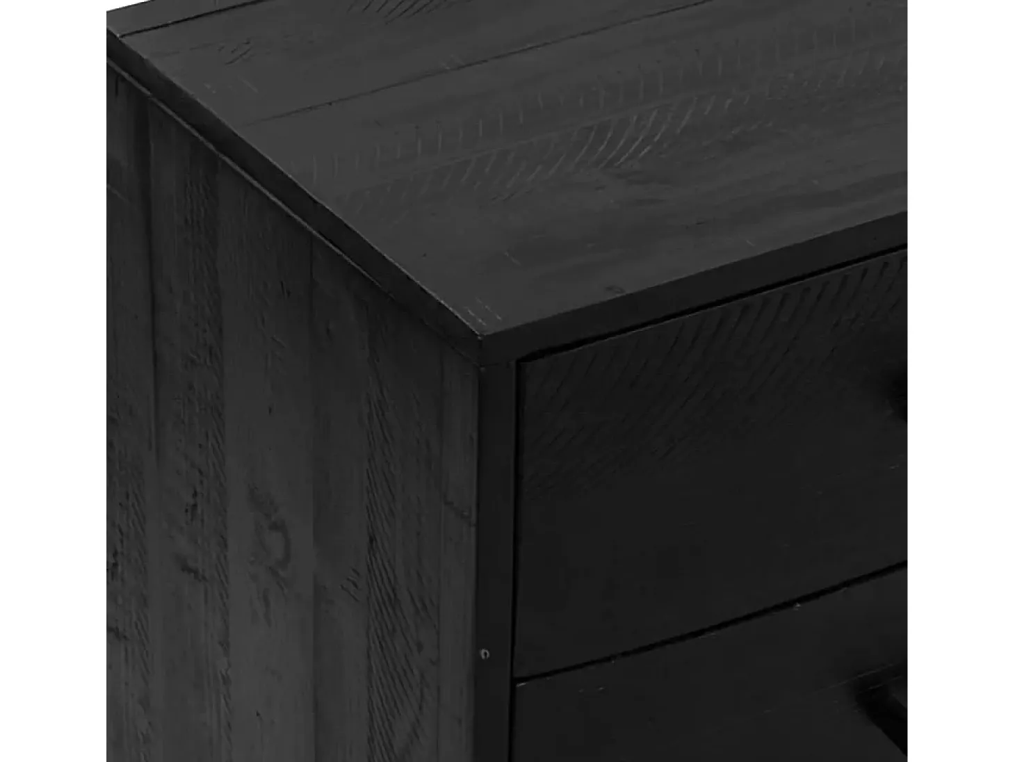 Aparador de madera maciza pino reciclada negro 110x35x70 cm