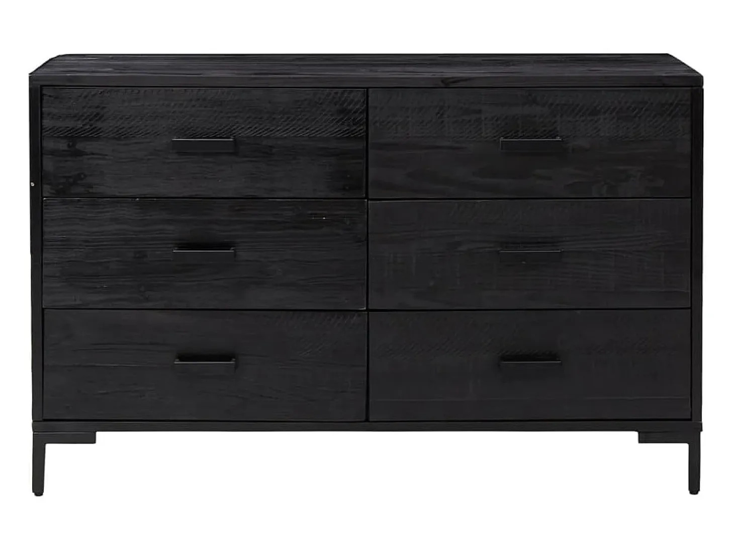 Aparador de madera maciza pino reciclada negro 110x35x70 cm