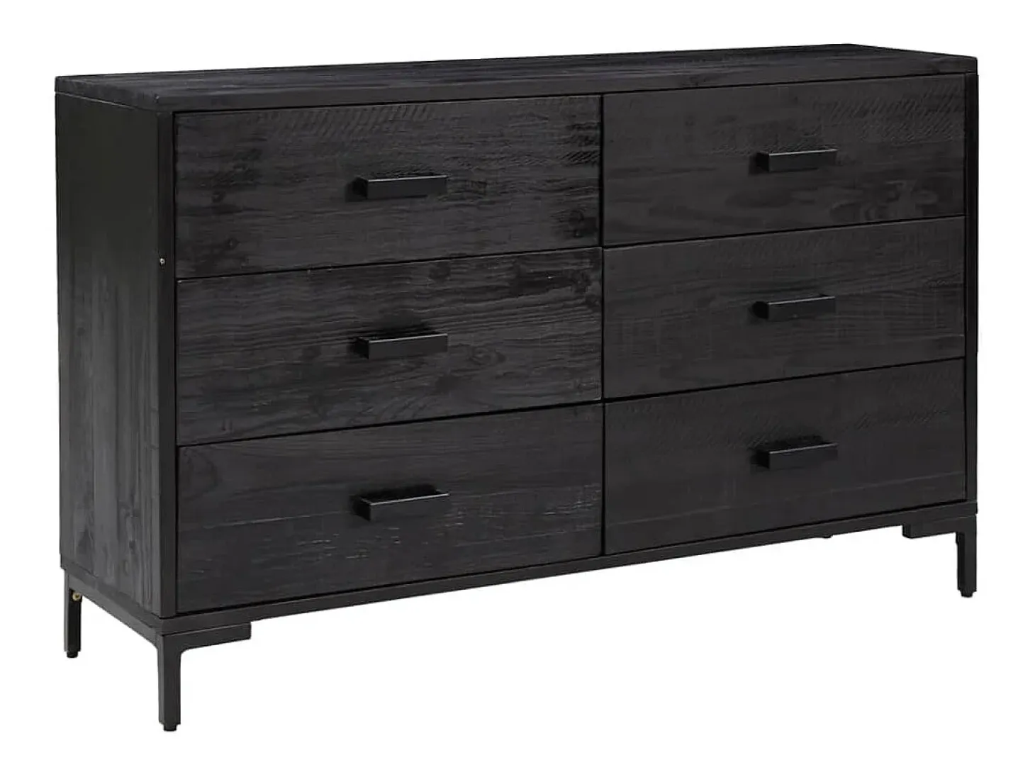 Aparador de madera maciza pino reciclada negro 110x35x70 cm