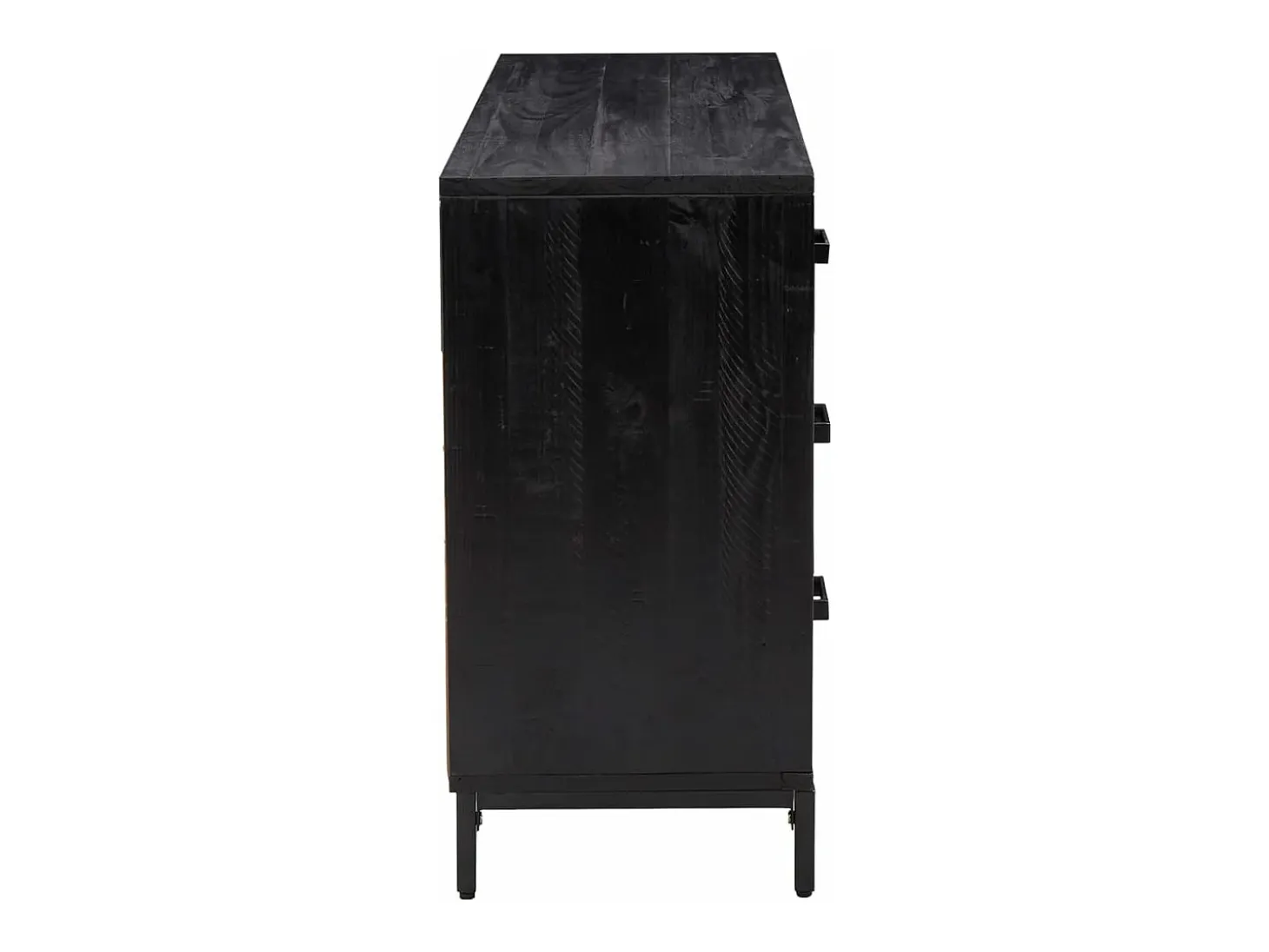 Aparador de madera maciza pino reciclada negro 110x35x70 cm