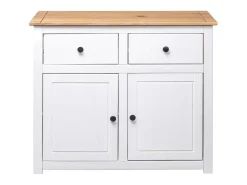 Aparador de madera maciza pino estilo Panamá blanco 93x40x80 cm ES48589