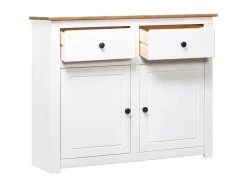 Aparador de madera maciza pino estilo Panamá blanco 93x40x80 cm ES48589