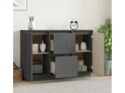 Aparador de madera maciza de pino gris 111x34x75 cm ES10055