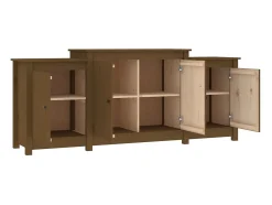 Aparador de madera maciza de pino marrón miel 164x37x68 cm