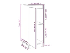 Aparador de madera maciza de pino blanco 31,5x34x75 cm