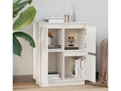 Aparador de madera maciza de pino blanco 60x34x75 cm