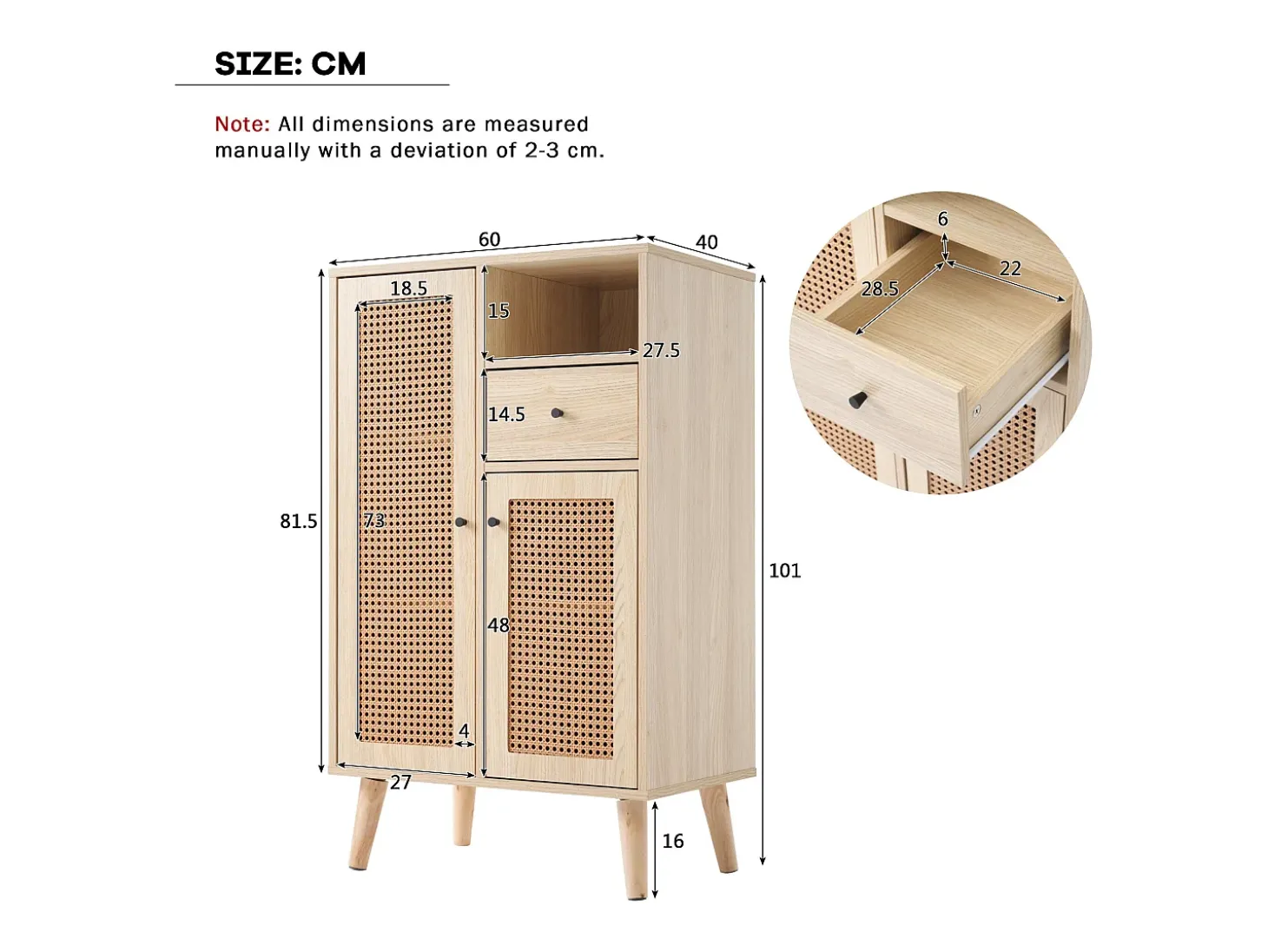 Aparador de madera, rinconera, cajonera, mueble de almacenaje ,60*40*101 cm
