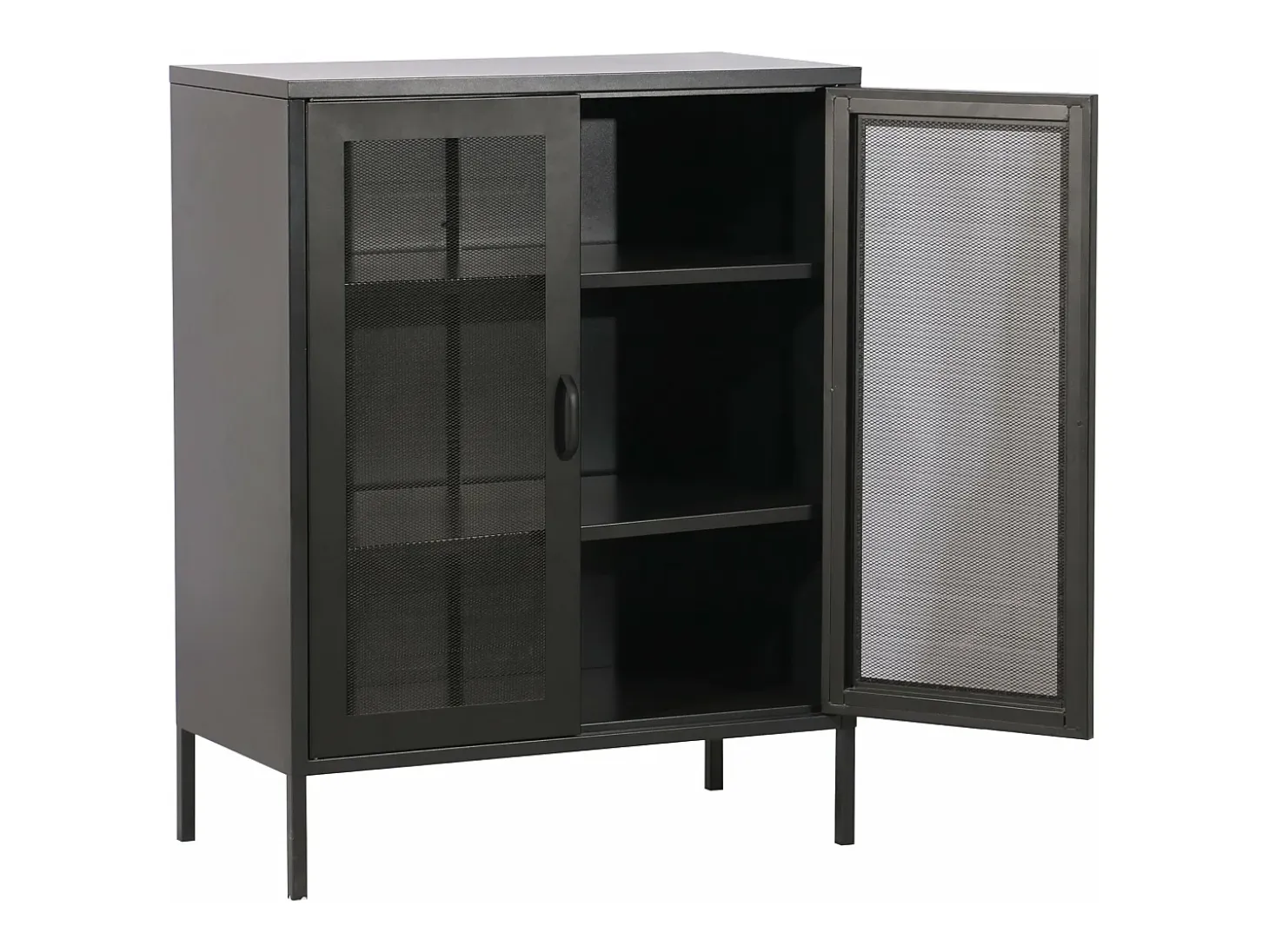 Aparador de metal acero 102 x 80 x 40 cm negro 03_0006610
