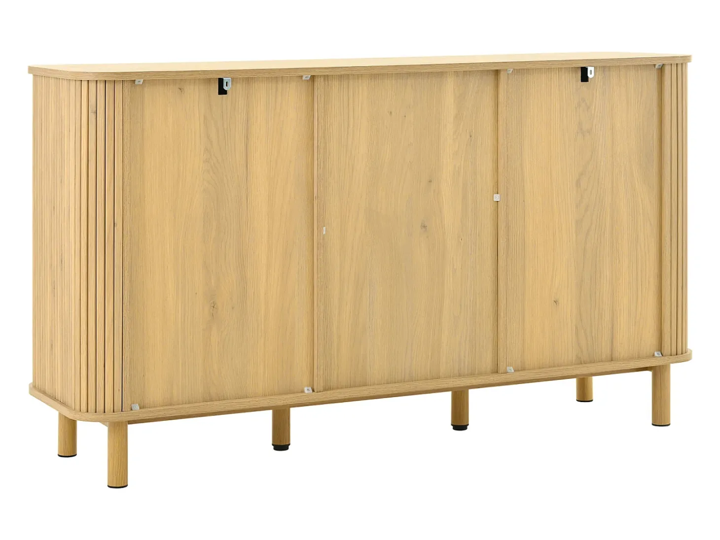 Aparador de ratán con cajones, patas metálicas con acabado de madera, diseño curvo, 140 x 40 x 80 cm
