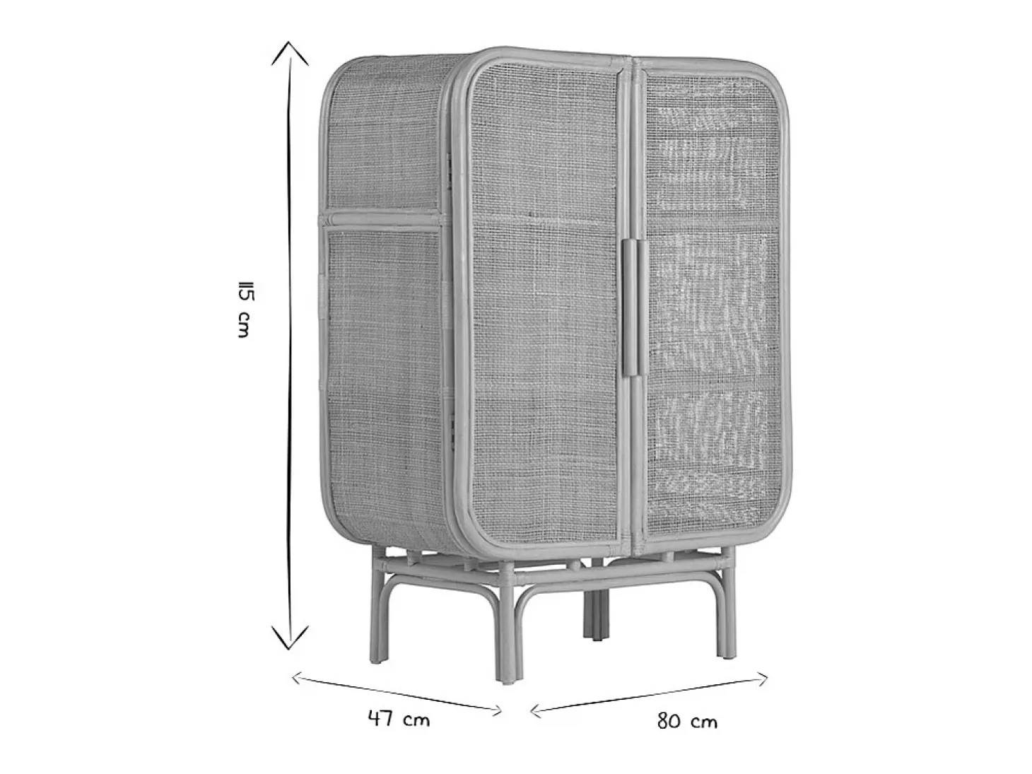 Aparador de ratán de 2 puertas L80 cm LUWAK