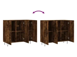 Aparador de roble ahumado 90x34x80 cm madera de ingeniería