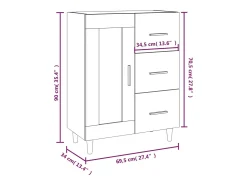 Aparador de roble ahumado 69,5x34x90 cm madera de ingeniería