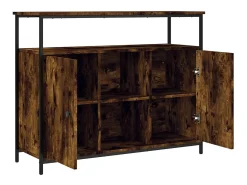 Aparador de roble ahumado 100x35x80 cm madera de ingeniería