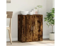 Aparador de roble ahumado 60x31x70 cm madera de ingeniería