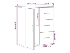 Aparador de roble ahumado 60x31x70 cm madera de ingeniería