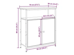 Aparador de roble artesanal 70x30x80 cm madera de ingeniería