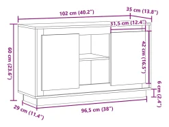 Aparador de roble artesanal 102x35x60 cm madera de ingeniería
