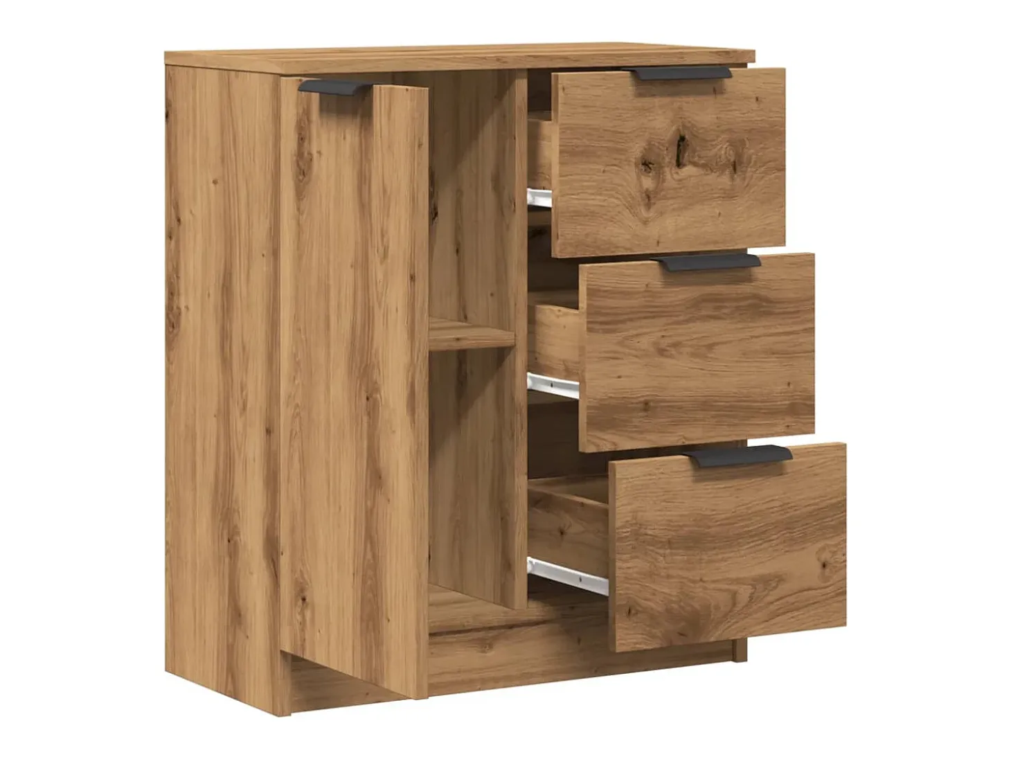Aparador de roble artesanal 60x30x70 cm madera de ingeniería