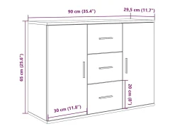 Aparador de roble artesanal 90x29,5x65 cm madera de ingeniería