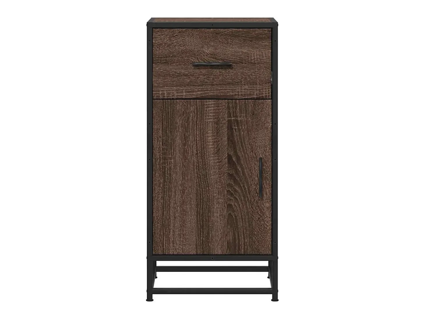 Aparador de roble marrón 35,5x35x76 cm madera contrachapada y metal