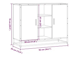 Aparador de roble marrón 92x35x76 cm Madera de ingeniería