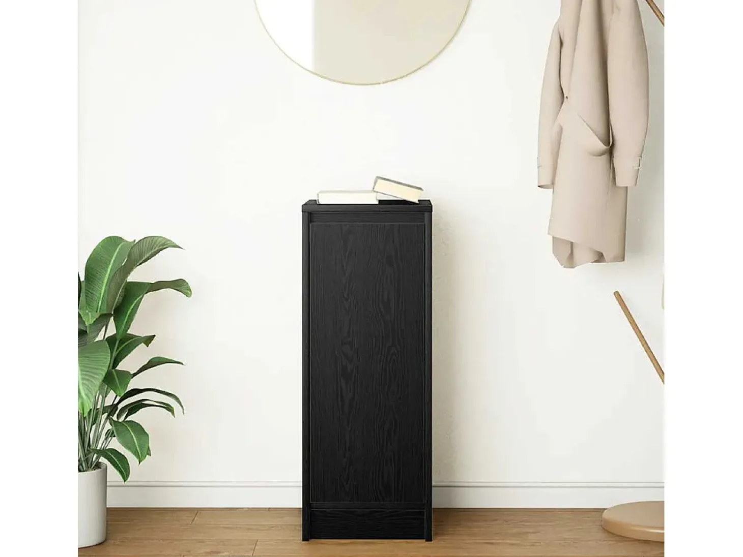 Aparador de roble negro 29,5x34x76 cm madera de ingeniería