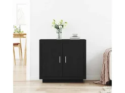 Aparador de roble negro 80x40x75 cm Madera de ingeniería