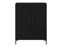 Aparador de roble negro 69,5x34x180 cm Madera de ingeniería