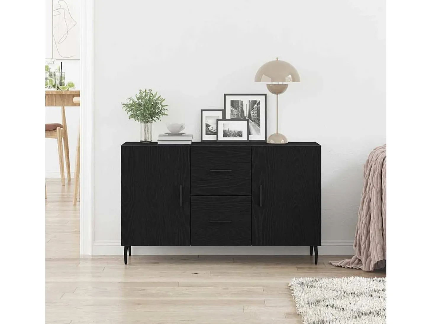 Aparador de roble negro 100x36x60 cm en madera de ingeniería