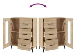 Aparador de roble Sonoma 69,5x34x90 cm madera de ingeniería