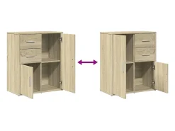 Aparador de roble Sonoma 60x31x70 cm madera de ingeniería