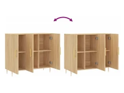 Aparador de roble Sonoma 90x34x80 cm madera de ingeniería