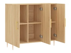 Aparador de roble Sonoma 90x34x80 cm madera de ingeniería