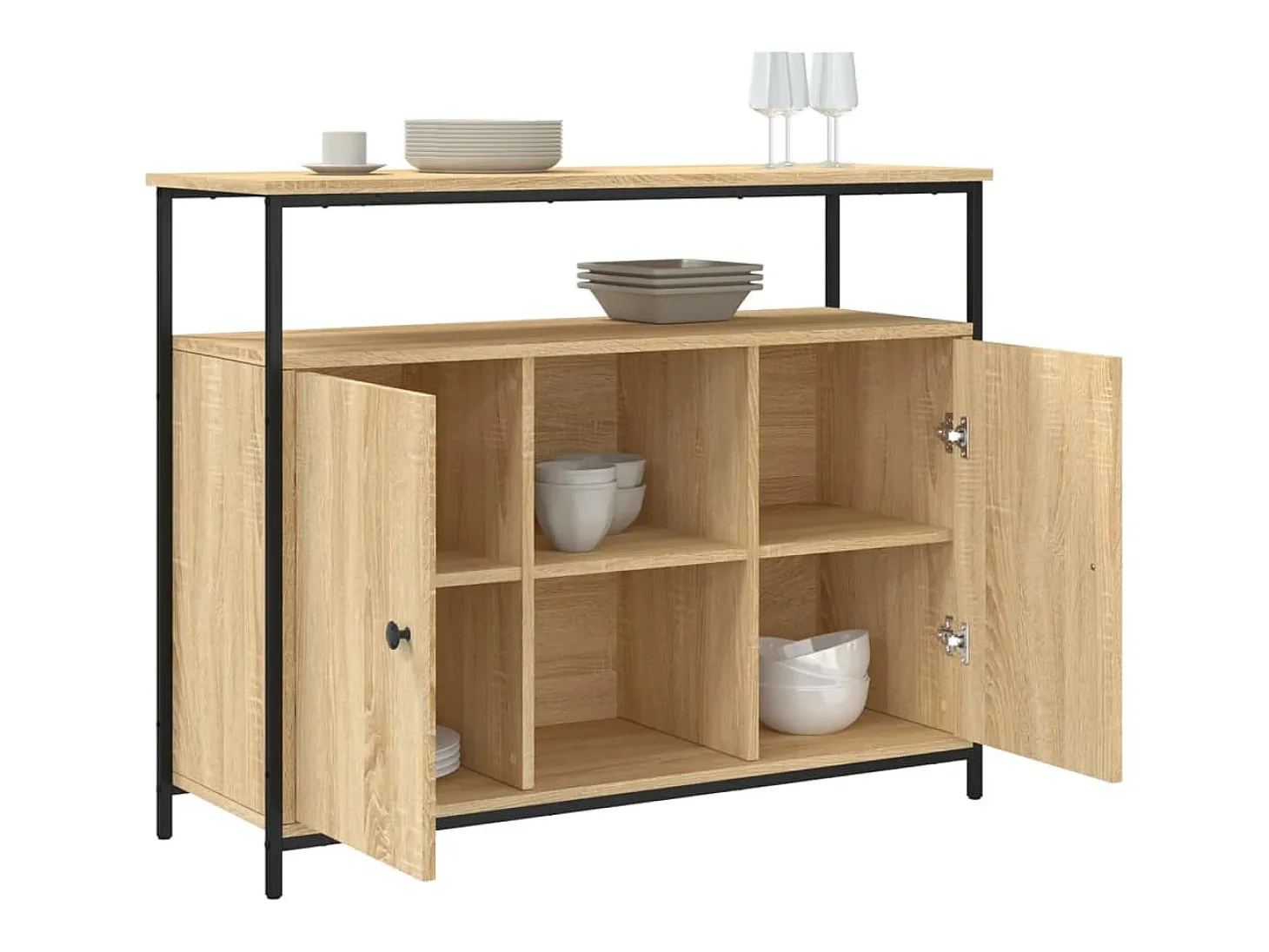 Aparador de roble Sonoma 100x35x80 cm madera de ingeniería