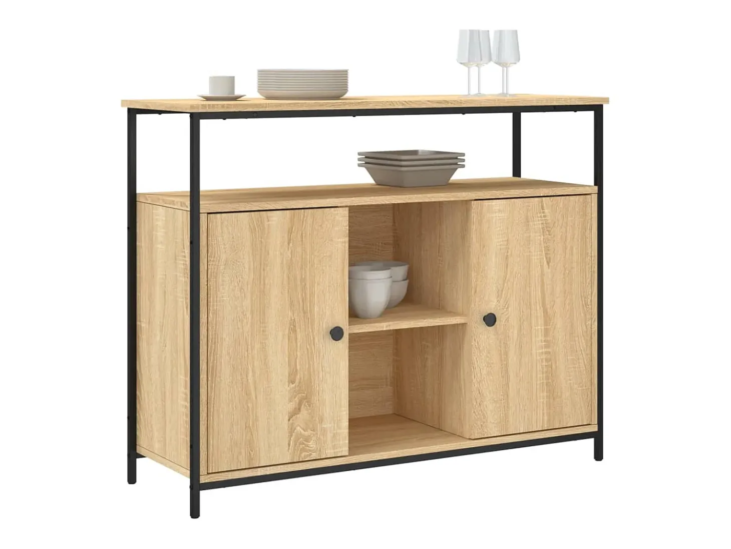 Aparador de roble Sonoma 100x35x80 cm madera de ingeniería