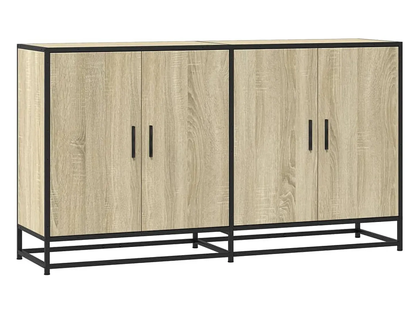 Aparador de roble Sonoma 134x35x76 cm madera de ingeniería