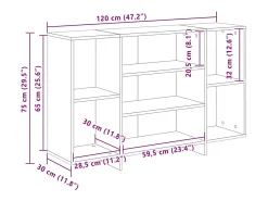 Aparador de roble Sonoma 120x30x75 cm madera de ingeniería