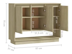 Aparador de roble Sonoma 97x31x75 cm Madera de ingeniería