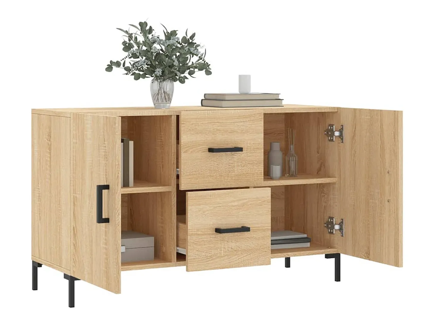 Aparador de roble Sonoma 100x36x60 cm madera de ingeniería