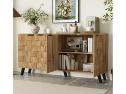 Aparador de salón con 4 puertas, mueble de salón con patas de PVC