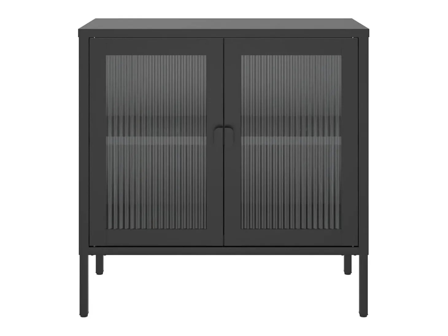 Aparador de vidrio y acero negro 70x35x70 cm ES240617