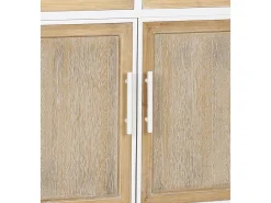 Aparador de 80x77x39 cm con estructura metálica blanca y frentes en madera de abeto Nola