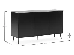 Aparador Desi 3 puertas color Negro