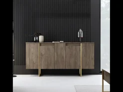 Aparador diseño madera y oro 160 cm - 4 puertas LUXOR