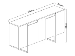 Aparador diseño madera y oro 160 cm - 4 puertas LUXOR